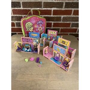 Vtg 1999 Polly Pocket Deluxe Mansion Dream Builders Stack House 5 Modules & Case